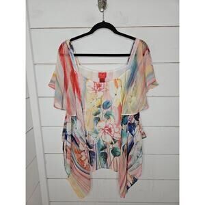 NWT Cristina XL vibrant watercolor flowers Lightweight & flowy blouse